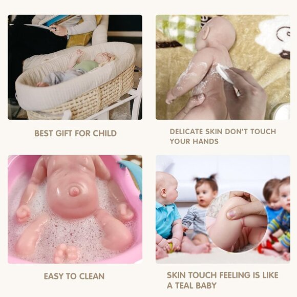 🆕13inch Pack Of 4 Reborn Realistic Full Body Silicone Newborn Baby Doll Girl - Picture 6 of 8